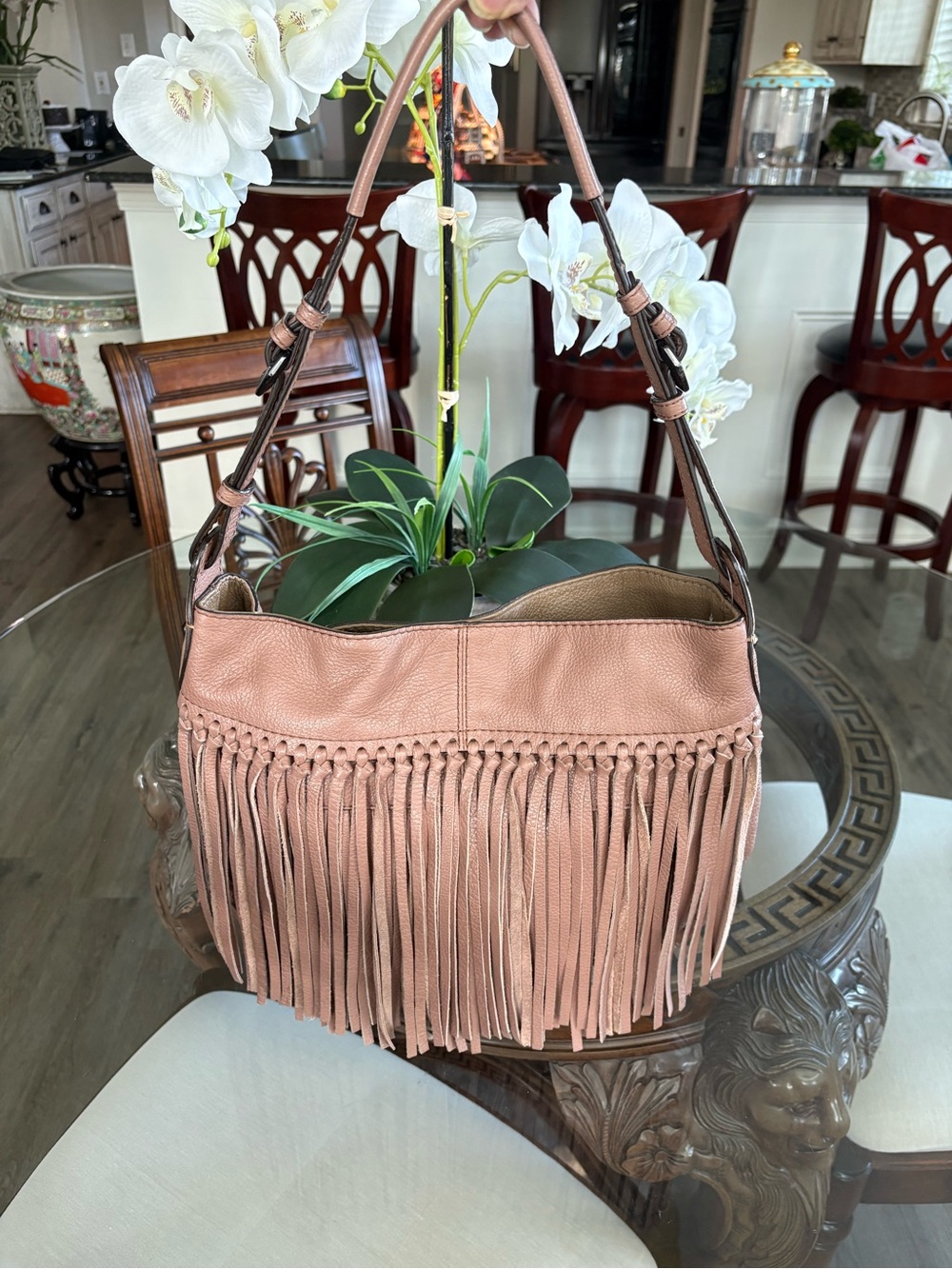 🤍🤍ORYANY JOSIE BLUSH HOBO FRINGE LEATHER SHOULDER BAG!🤍🤍